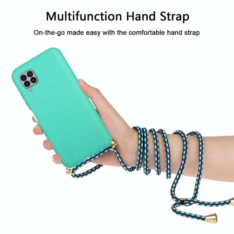 For Huawei P40 Lite Wheat Straw Material + TPU Protective Case with Lanyard(Green)