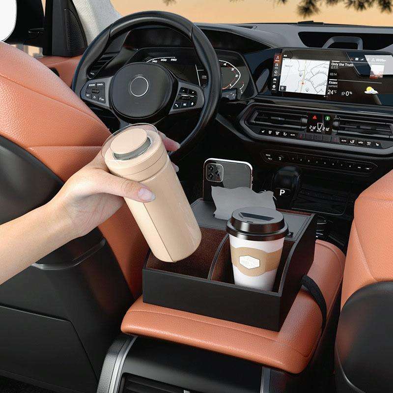 Car Armrest Box Multifunctional Tissue Storage Box Central Control Multi-compartment Rack(Black)