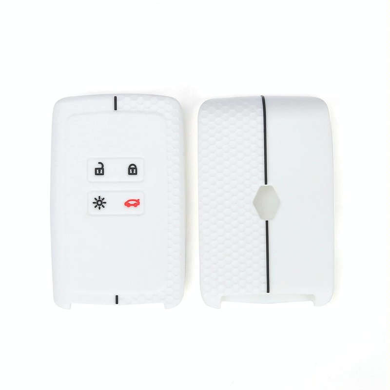 For Renault Koleos/Megane 2pcs 4 Button Honeycomb Pattern Silicone Key Cover(White Black Line)