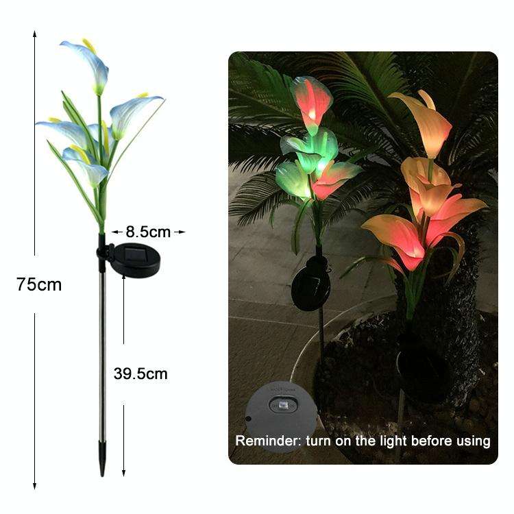 3PCS Simulated Calla Lily Flower 5 Heads Solar Powered Outdoor IP65 Waterproof LED Decorative Law...