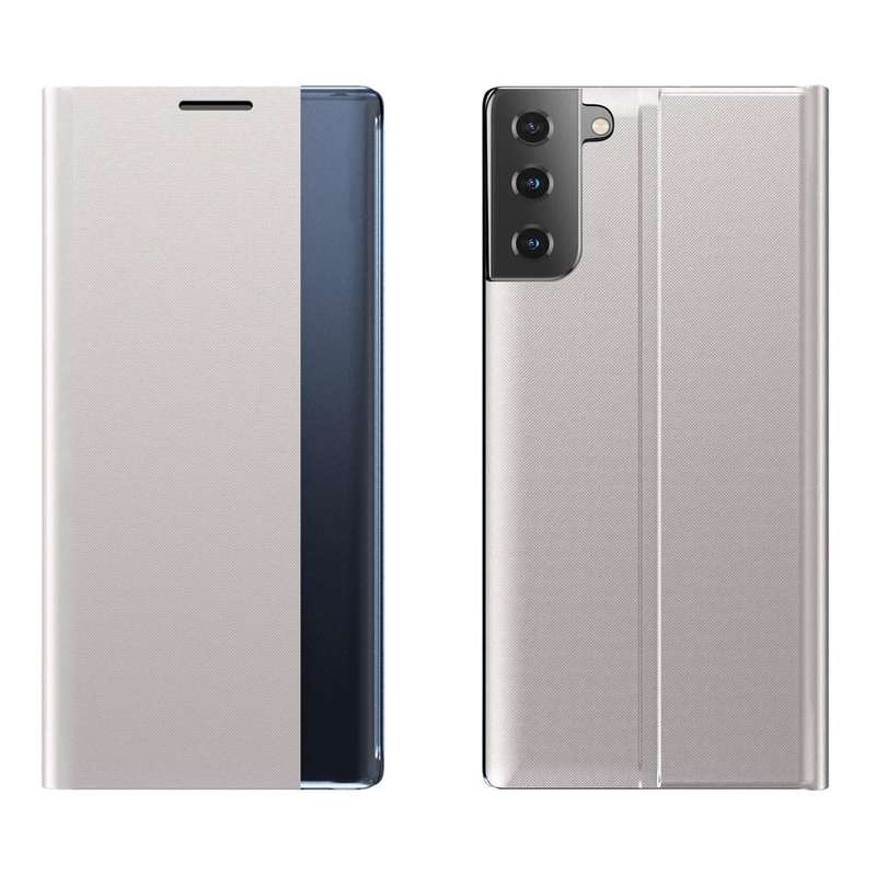 For Samsung Galaxy S22 5G Side Display Magnetic Flip Plain Cloth + PC Case with Holder & Sleep / ...