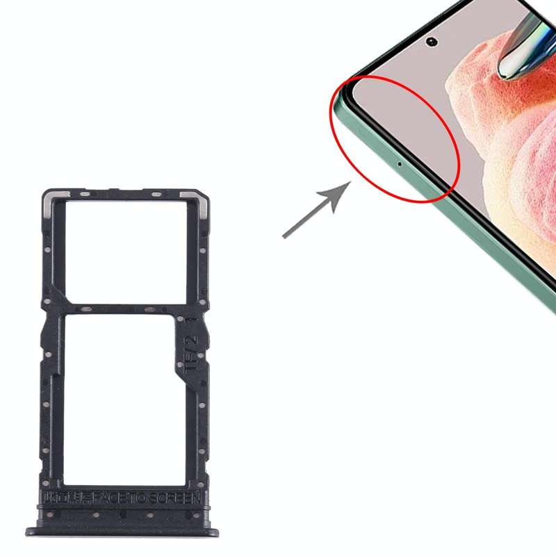 For Xiaomi Redmi 12 4G SIM Card Tray + SIM Card Tray / Micro SD Card Tray (Black)