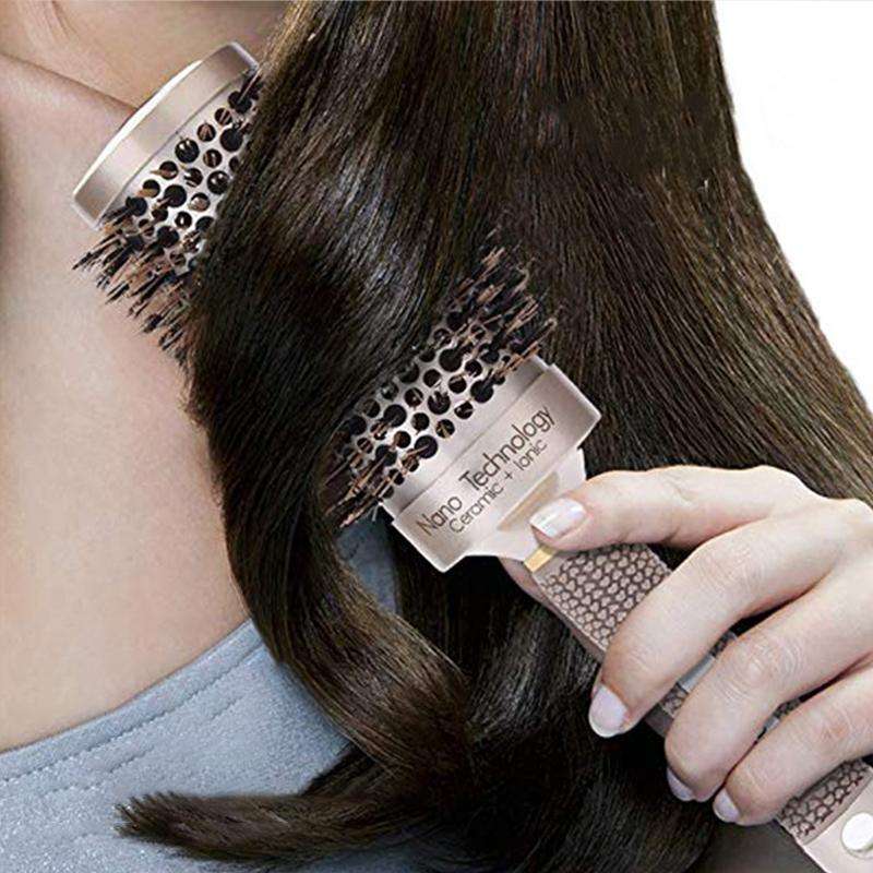 Ceramic Aluminium Hair Comb Round Brush with Nylon Bristle Professional Barber Styling Hair Brush...