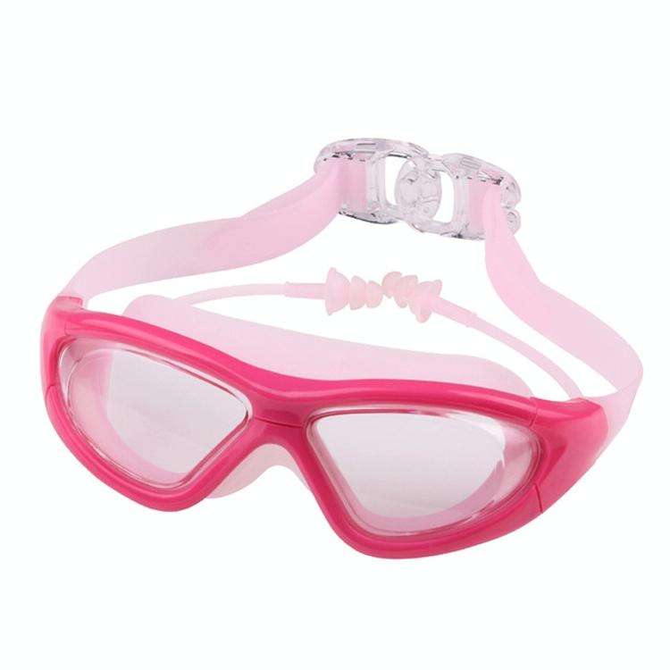 J8150 Eye Protection Flat Light Adult waterproof Anti-fog Big Frame Swimming Goggles with Earplug...