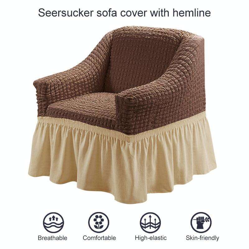 Four Seasons Universal Elastic Full Coverage Skirt Style Sofa Cover, Size: Single S 90-140cm(Dark...