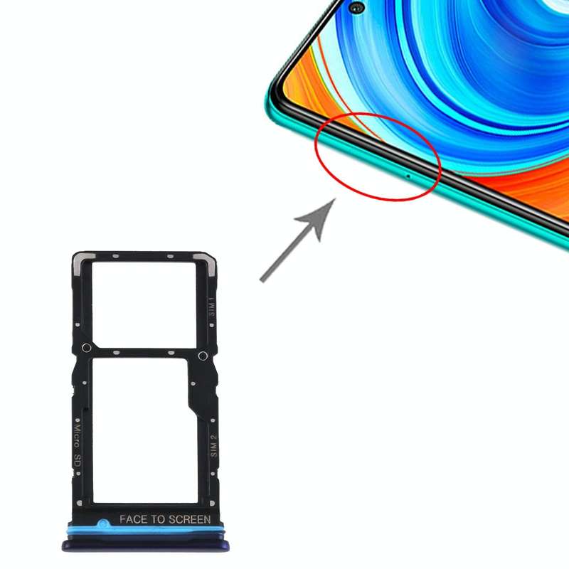 SIM Card Tray + SIM Card Tray / Micro SD Card Tray for Xiaomi Redmi Note 9 Pro 5G M2007J17C (Blue)