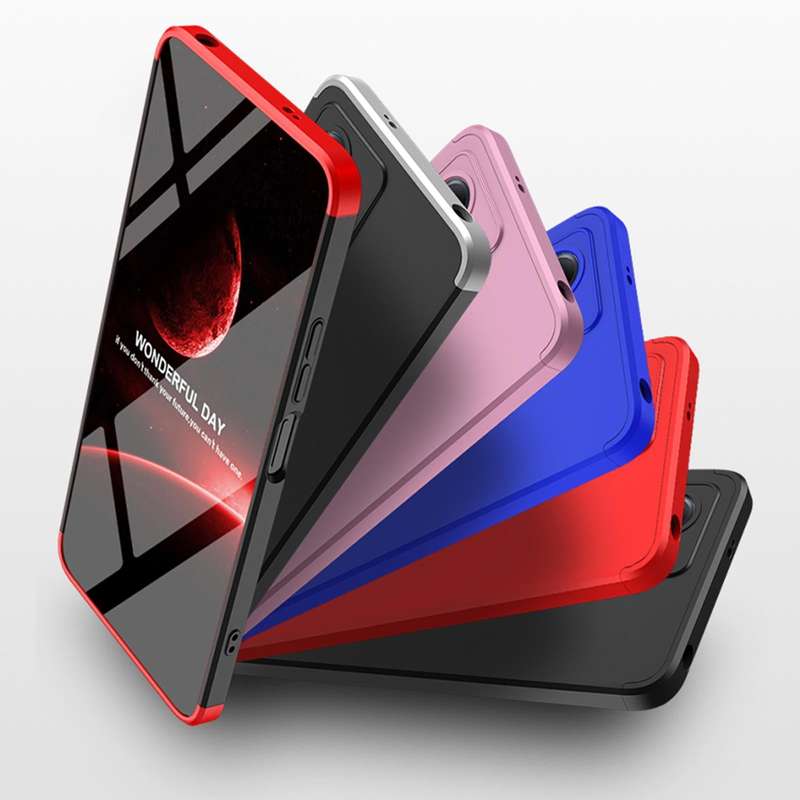 For Xiaomi Redmi Note 12 4G GKK Three Stage Splicing Full Coverage PC Phone Case with Stand(Blue)