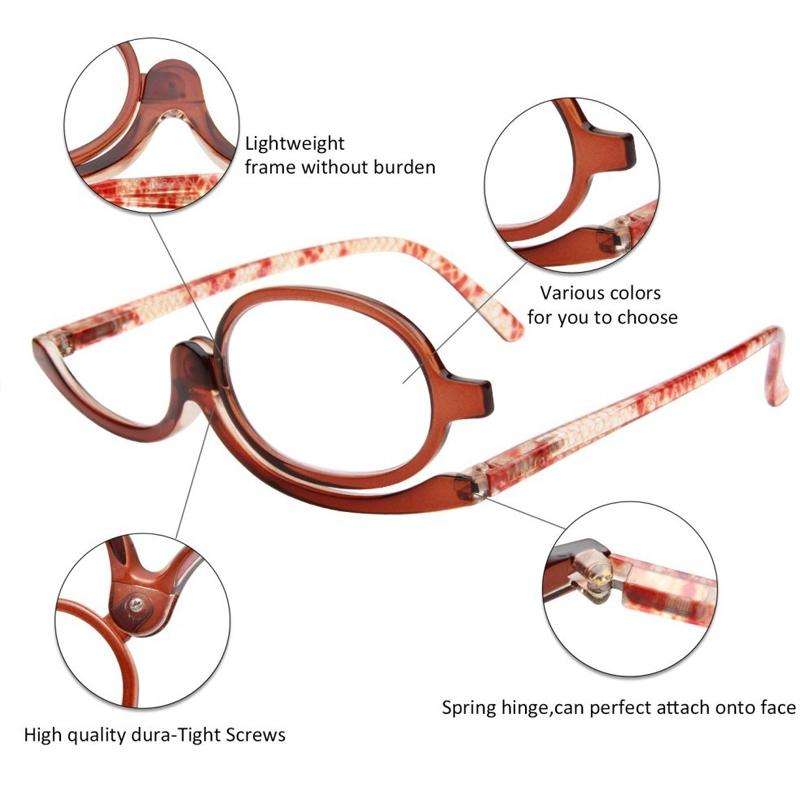 Makeup Presbyopic Glasses Monolithic Reading Glass Magnifying Glass, Degree: +100(Black)