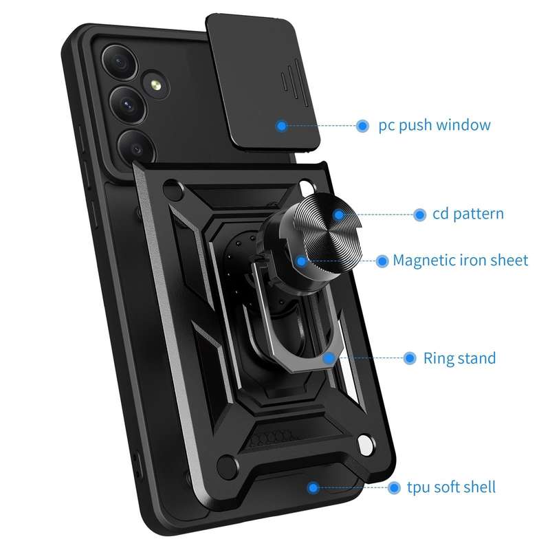 For Samsung Galaxy A55 5G Sliding Camera Cover Design TPU+PC Phone Case(Black)