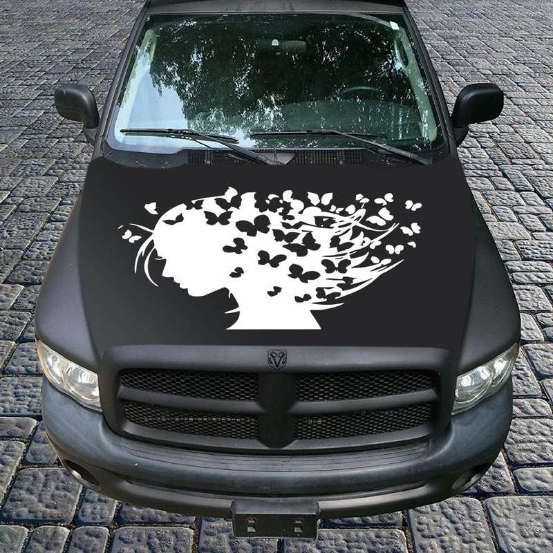D-956 Butterfly Girl Pattern Car Modified Decorative Sticker(White)