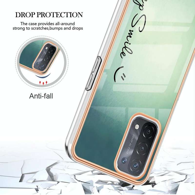 For OPPO A74 / A93 5G / A54 5G / A93s 5G Electroplating Marble Dual-side IMD Phone Case(Smile)