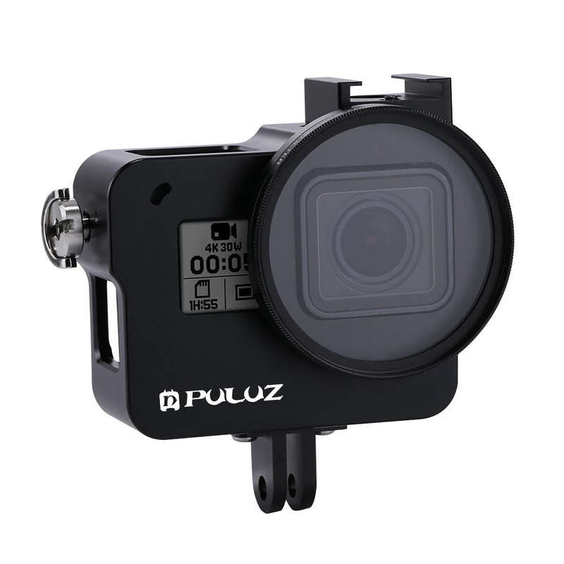 PULUZ Housing Shell CNC Aluminum Alloy Protective Cage with 52mm UV Lens for GoPro HERO(2018) /7 ...