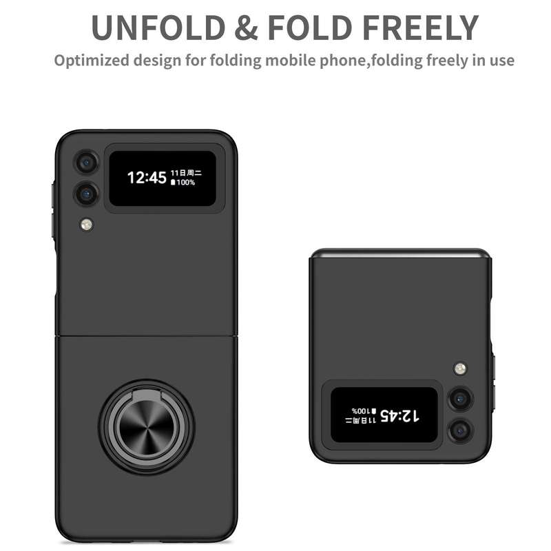 For Samsung Galaxy Z Flip4 Armor Ring Holder Phone Case(Black)