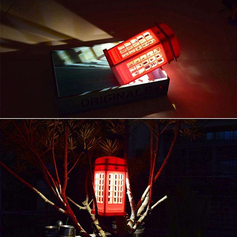 Retro Telephone Booth Shape Warm Light LED Lamp, Rechargeable Touch Control Bedroom Bedside Table...
