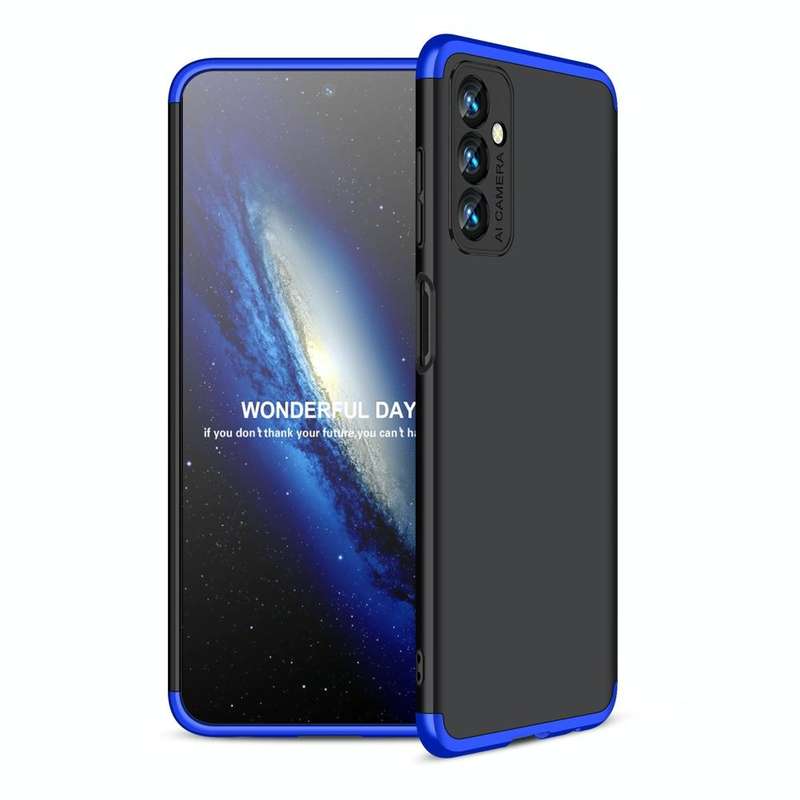 For Samsung Galaxy F13 / M13 India GKK Three Stage Splicing Full Coverage PC Phone Case(Black Blue)