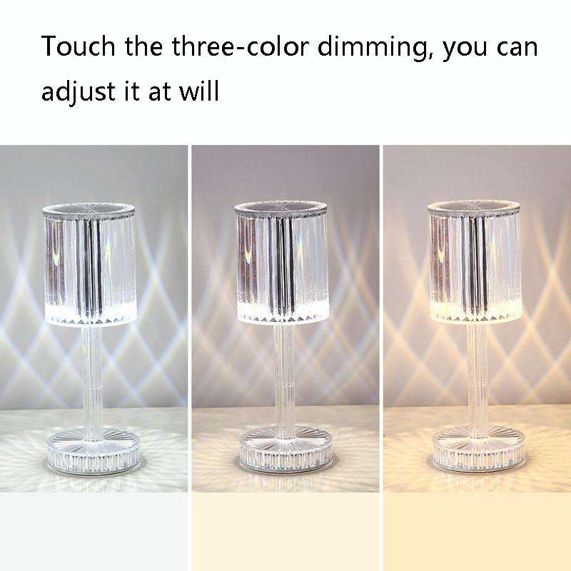 USB Charging Touch Diamond Crystal Table Lamp, Specification: USB Charging(RGB with Remote Contro...