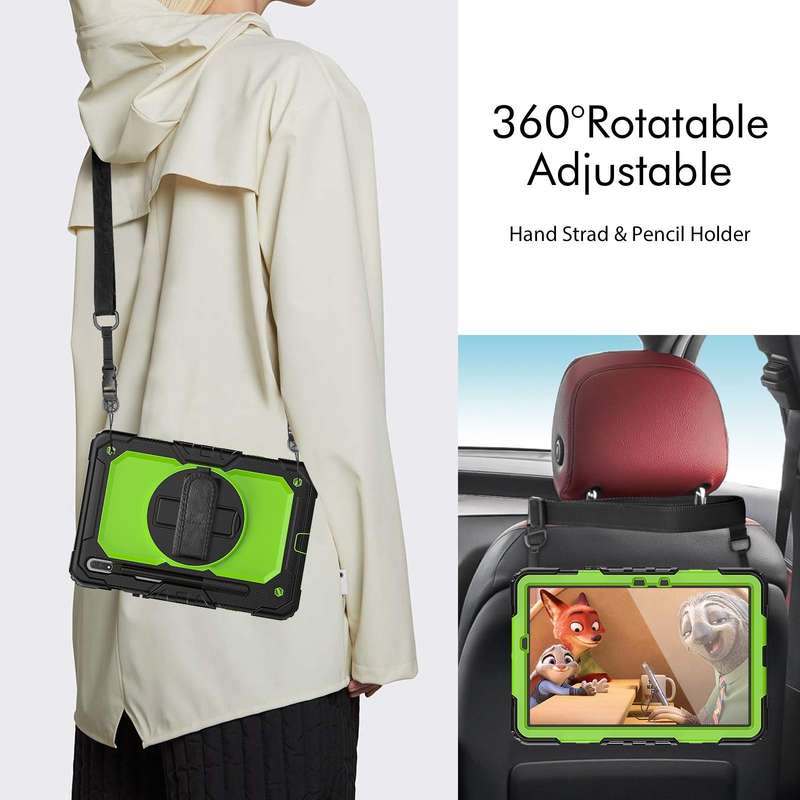 For Samsung Galaxy Tab S8 11 inch SM-X700 Silicone + PC Tablet Case with Shoulder Strap(Black+Yel...