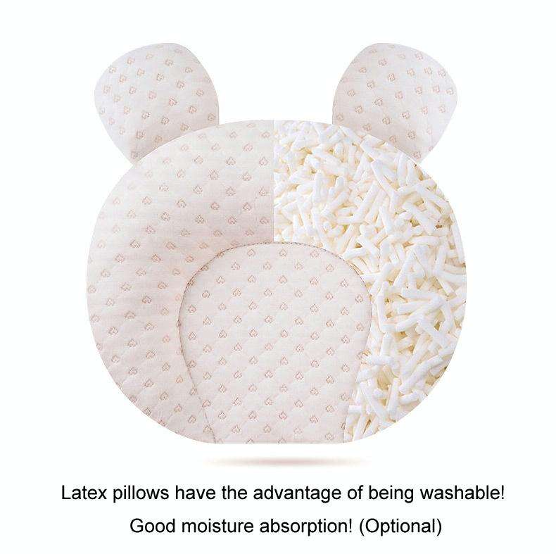0-1 Year Old Baby Pillow Anti-Head Deflection Shaped Children Pillow, Style: Bear Latex Filling