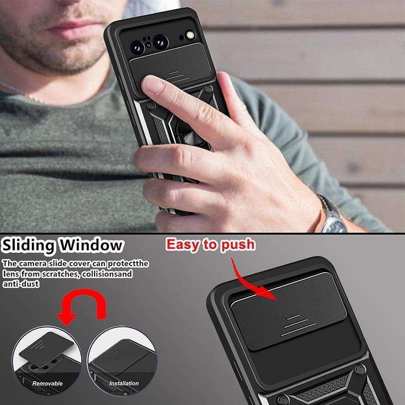 For Google Pixel 8 Pro 5G Sliding Camera Cover Design TPU Hybrid PC Phone Case(Black)