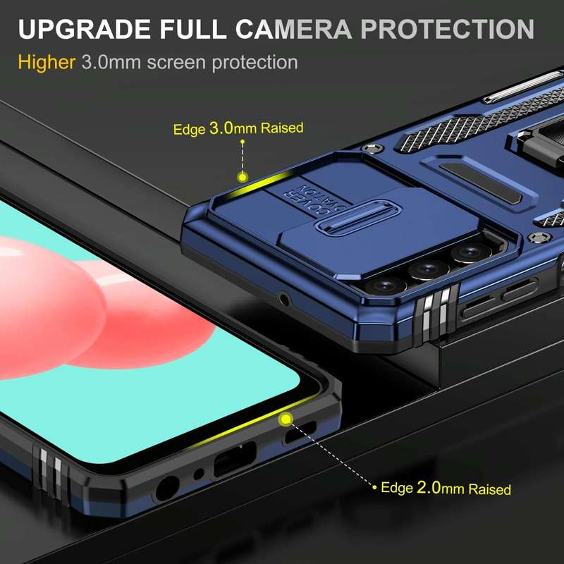 For Samsung Galaxy A32 5G Armor PC + TPU Camera Shield Phone Case(Navy Blue)