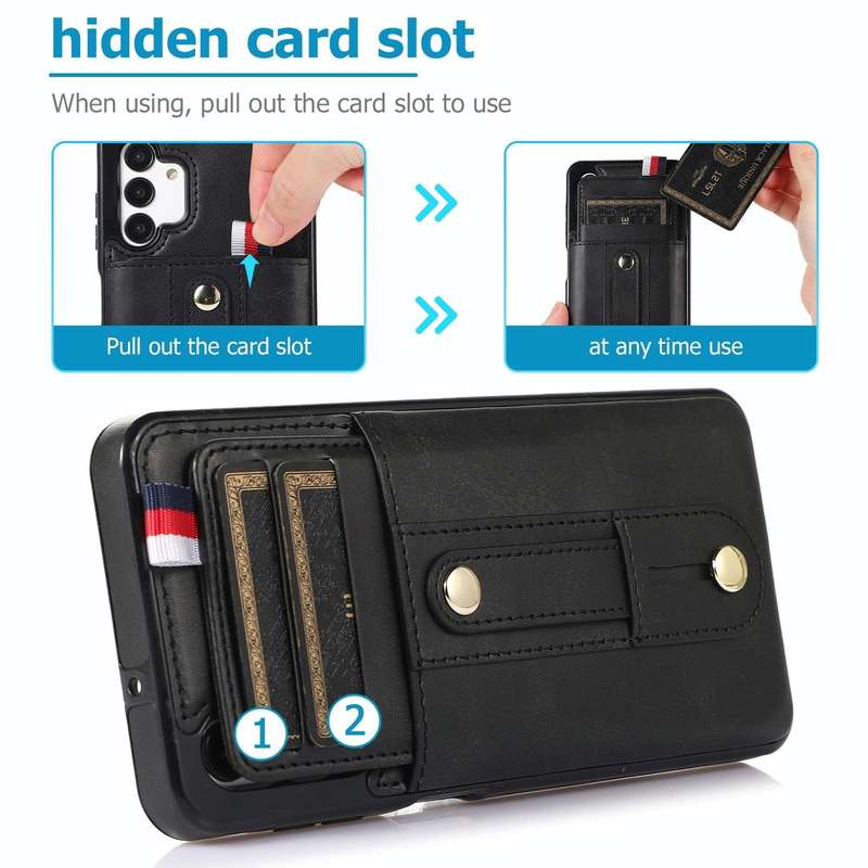 For Samsung Galaxy A53 5G Wristband Kickstand Wallet Leather Phone Case(Black)