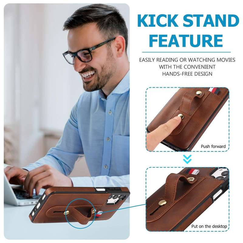 For Samsung Galaxy A73 5G Wristband Kickstand Wallet Leather Phone Case(Brown)