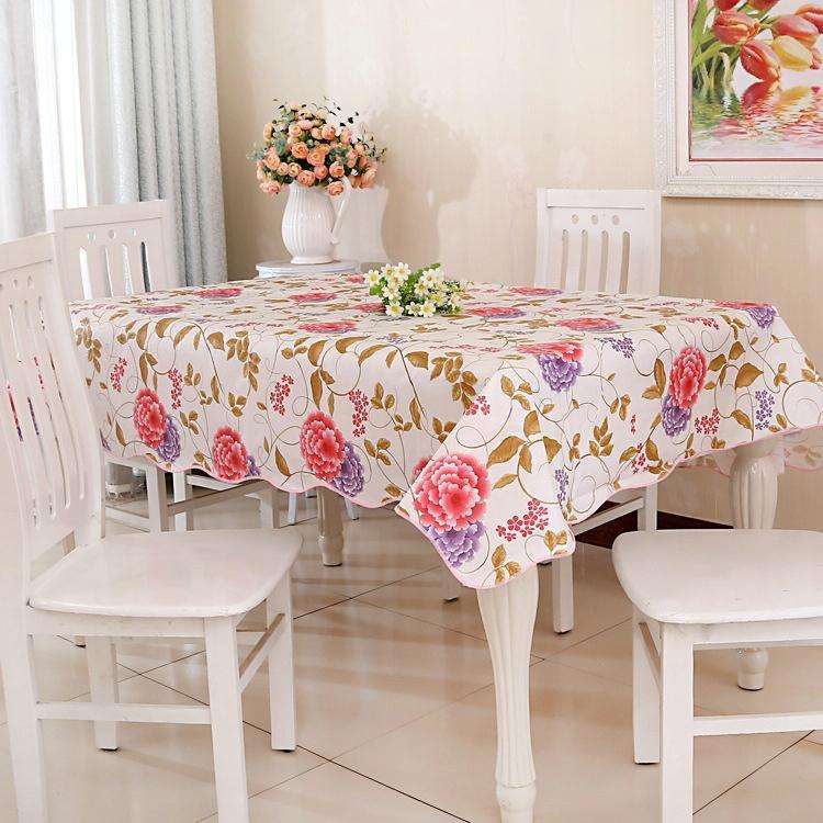 PEVA Oil&Water Resistant Coffee Table Tablecloth, Size: Round 152cm(Bicolor Flower)