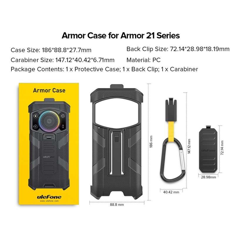 For Ulefone Armor 21 Ulefone Back Clip Phone Case with Carabiner(Black)