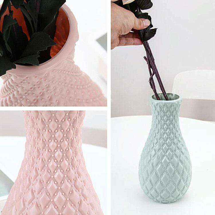 Dry and Wet Flower Arrangement Container Hydroponic Plastic Vase Home Desktop Furnishings(Milk Wh...