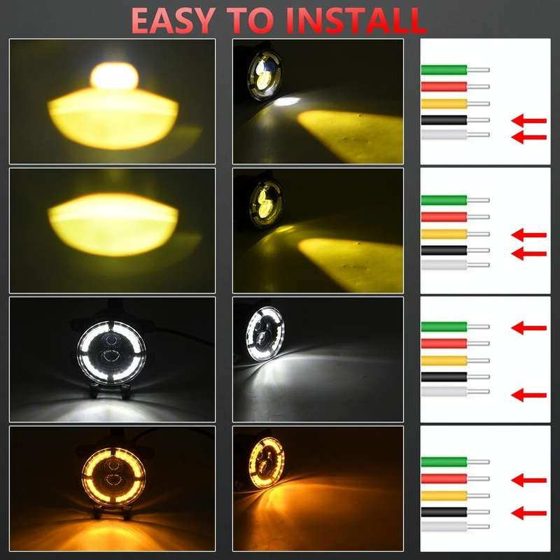 For Jeep Wrangler JK 2 Door 2007-2015 Y4 4 inch 1 Pair Light Guide Dual Lens Fog Light(Yellow White)