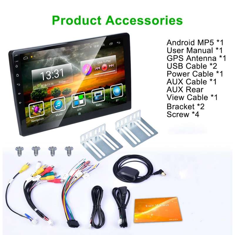 HD 10.1 inch Universal Car Android 8.1 Radio Receiver MP5 Player, Support FM & Bluetooth & TF Car...
