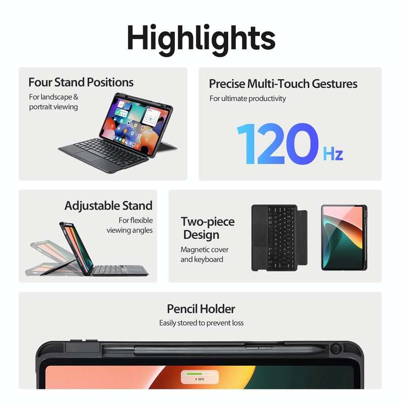 For Xiaomi Pad 5 / 5 Pro DUX DUCIS DK Floating Magnetic Keyboard Leather Tablet Case with Holder(...
