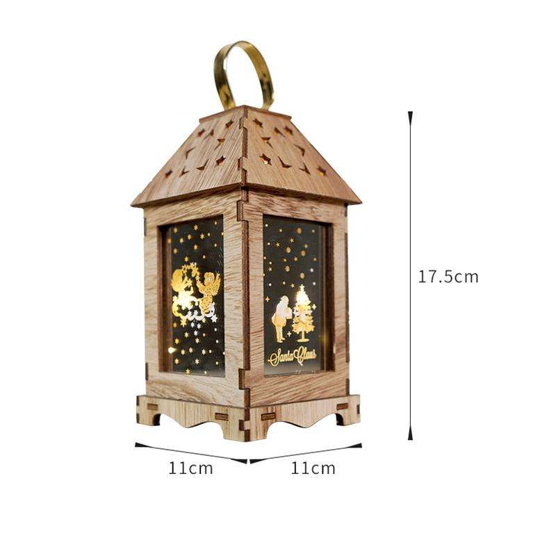 Wooden Christmas Decoration Wind Lantern LED Luminous Ornaments Portable Lantern Holiday Lights, ...