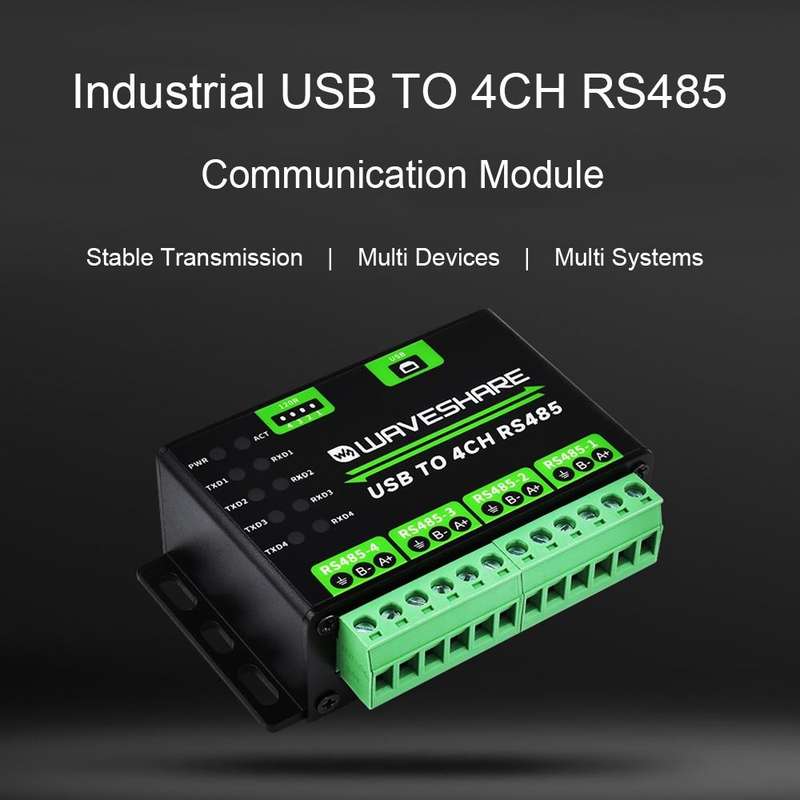 Waveshare 25219 Industrial USB To 4Ch RS485 Converter
