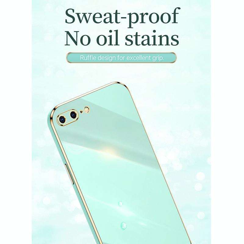 XINLI Straight 6D Plating Gold Edge TPU Shockproof Case For iPhone 8 Plus / 7 Plus(White)
