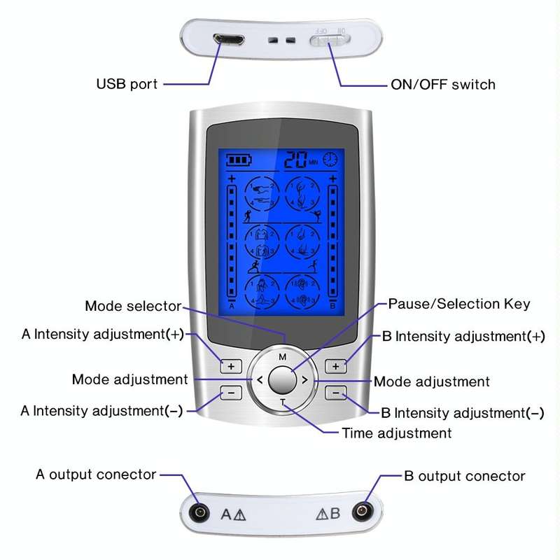 24-Mode Digital Electronic Pulse Massager Intelligent Whole Body Physical Therapy Meridian Massag...
