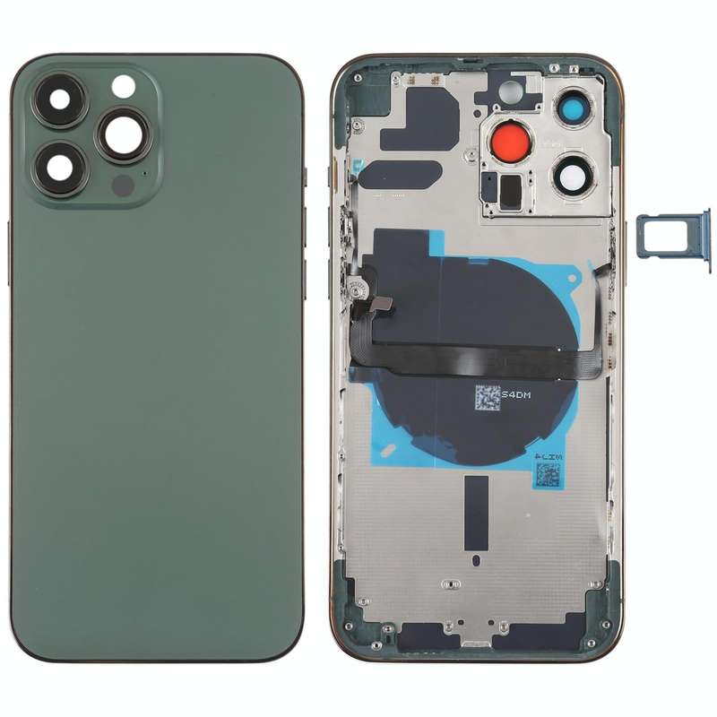 For iPhone 13 Pro Max Battery Back Cover with Side Keys & Card Tray & Power + Volume Flex Cable &...