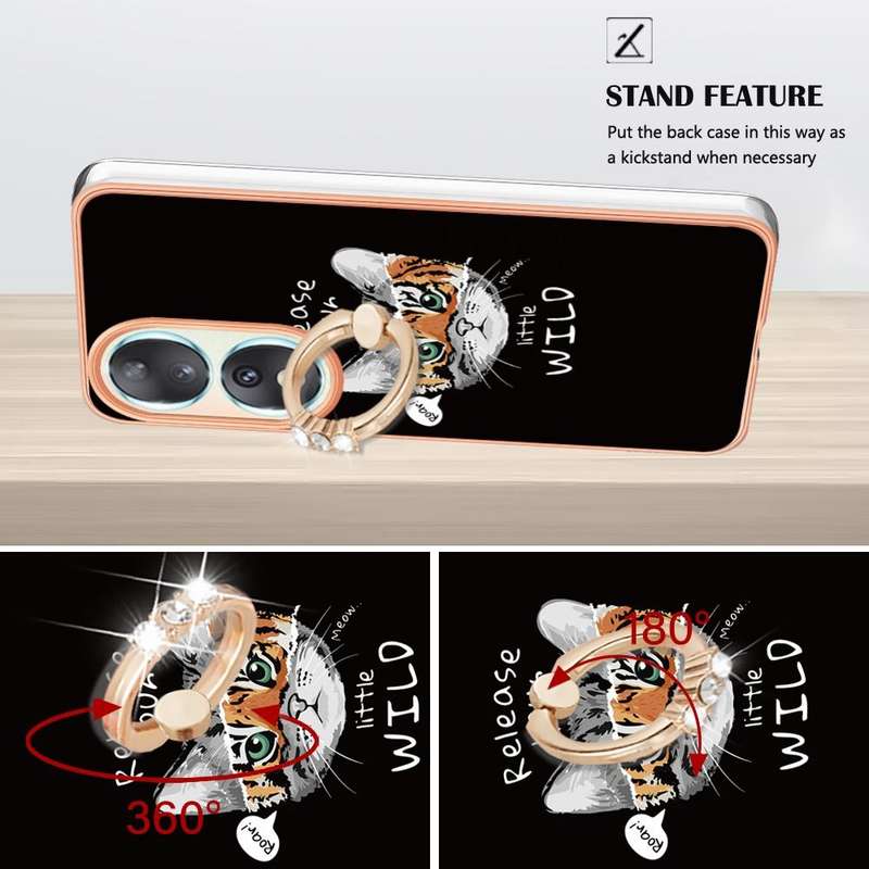 For Honor 90 5G Electroplating Dual-side IMD Phone Case with Ring Holder(Natural Growth)