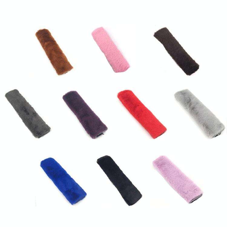 2 Pairs Fleece-like Safety Belt Cover Car Plush Safety Belt Cover(Black)