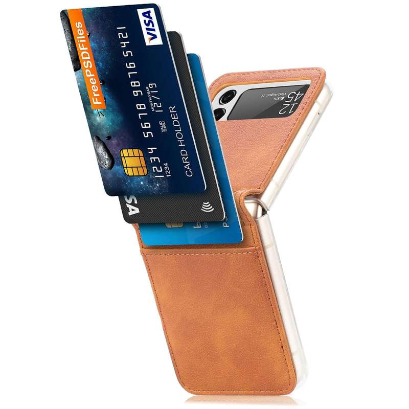 For Samsung Galaxy Z Flip 4 5G Folding Litchi Texture Card Wallet Phone Case(Brown)