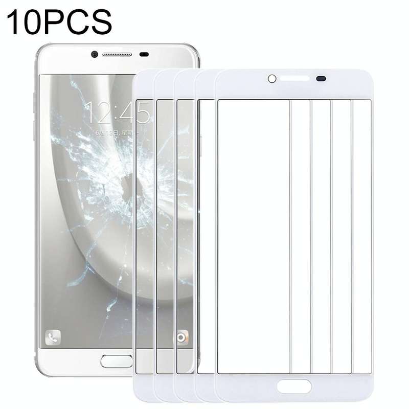 For Samsung Galaxy C5 10pcs Front Screen Outer Glass Lens (White)