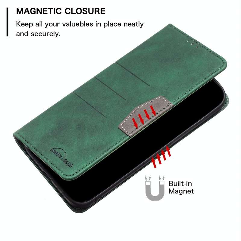 For OPPO A57 4G Magnetic Splicing Leather Phone Case(Green)