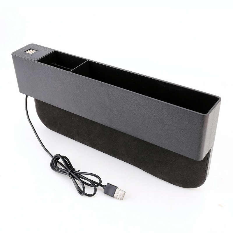 Universal Car Multi-functional Charger Console Side Pocket Seat Gap Side Storage Box, with 2 USB ...