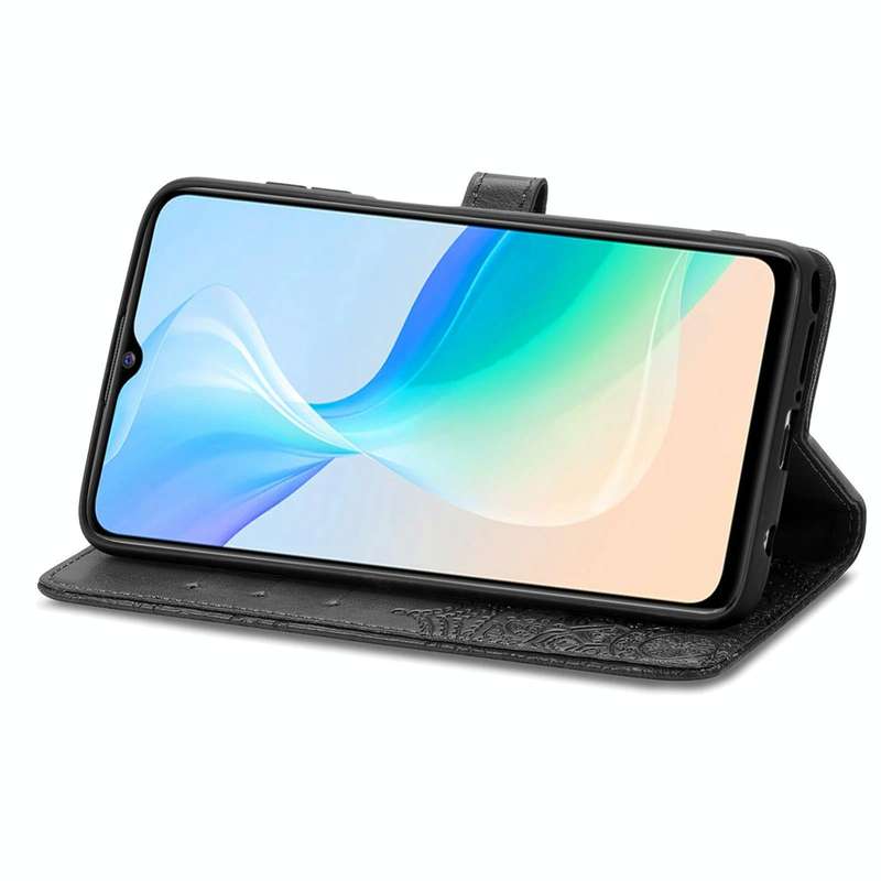 For vivo Y76 5G Mandala Flower Embossed Flip Leather Phone Case(Black)