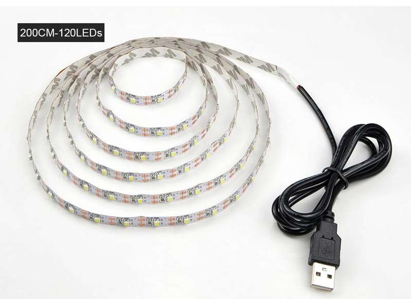 USB Power SMD 3528 Epoxy LED Strip Light Christmas Desk Decor Lamp for TV Background Lighting, Le...
