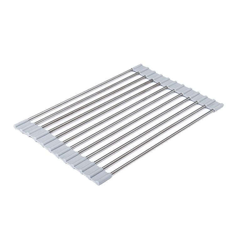 Folding Water Filters Kitchen Rack Sink Bowl Chopsticks Filters, Style: Stainless Steel 33x22cm