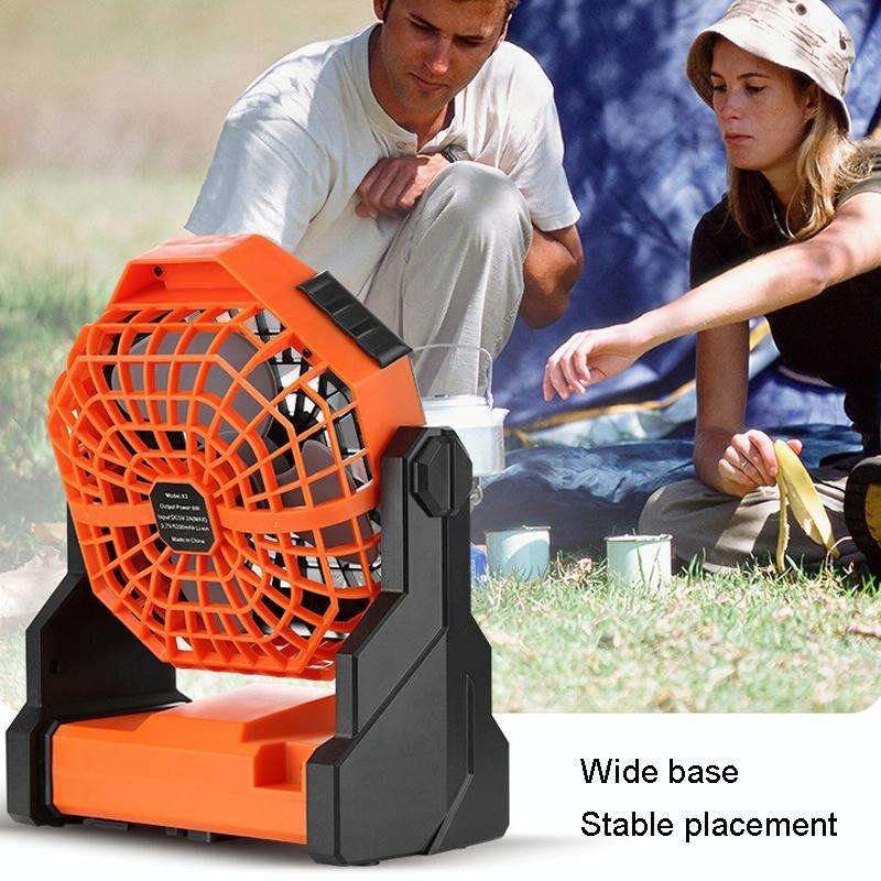 Outdoor Infinitely Variable Speed Portable Large Wind Charging Camping Lighting Fan(Black Green)