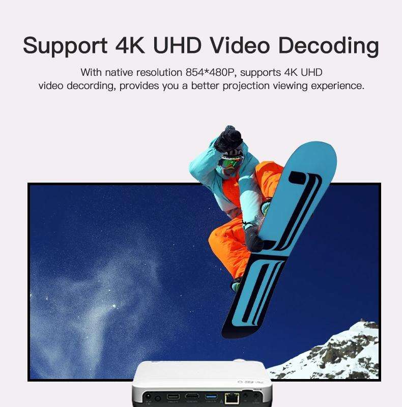 WOWOTO H10S TIDLP DMD 0.45 inch 1280 x 800 4K 500ANSI RGB LED Smart Projector(US Plug)