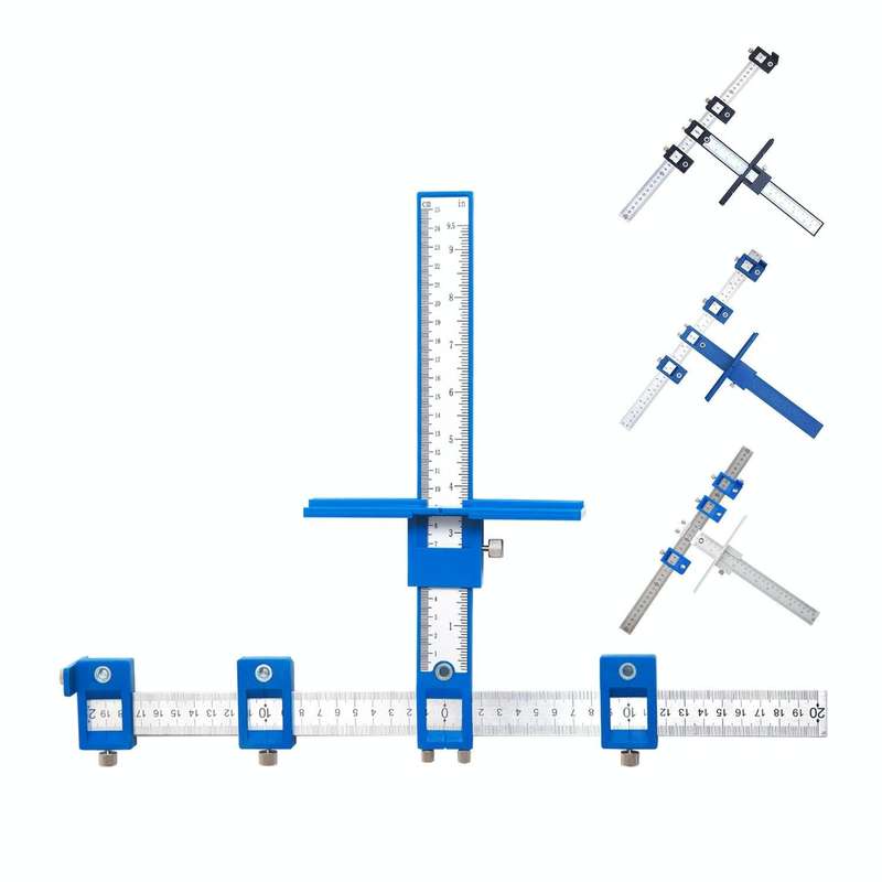 Woodworking Aid Tool Handle Punch Locator Cabinet Door Hole Opener Blue Plastic Ordinary