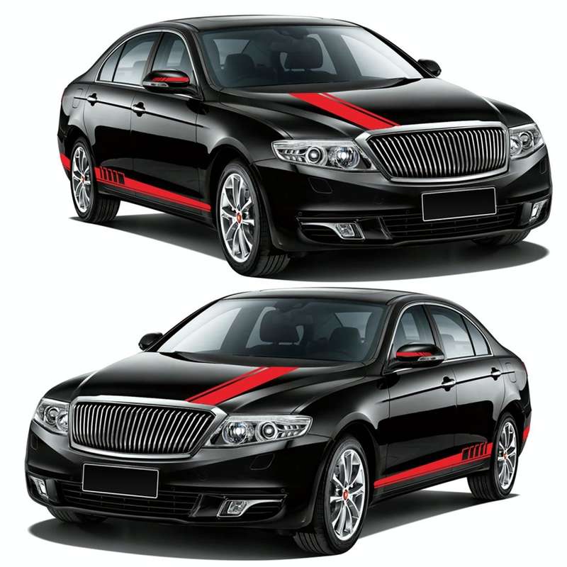 5 in 1 Car Styling Stripe Hood PVC Sticker Auto Decorative Sticker (Red)